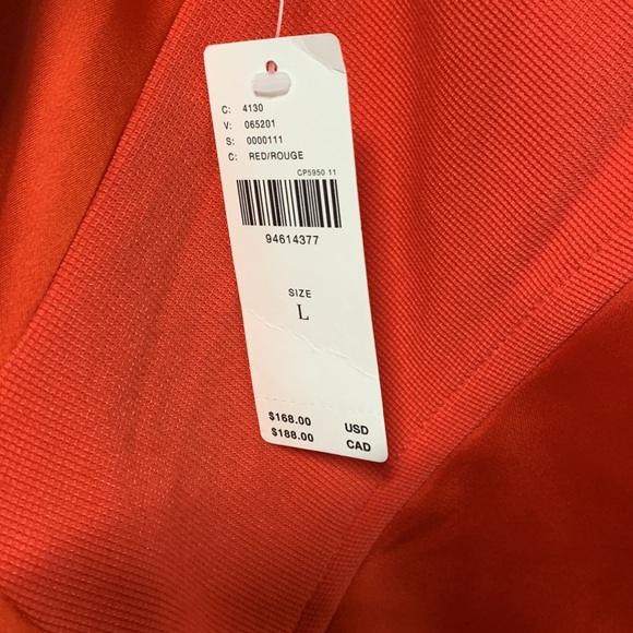 ANTHROPOLOGIE STRAPLESS SCULPTED RED SATIN MINI DRESS LARGE NEW WITH TAGS - Picture 6 of 8